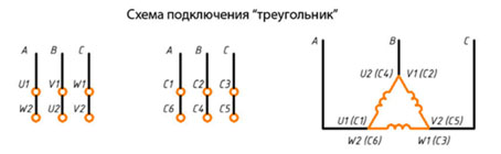 Схема подключения 3х фазного двигателя на 380