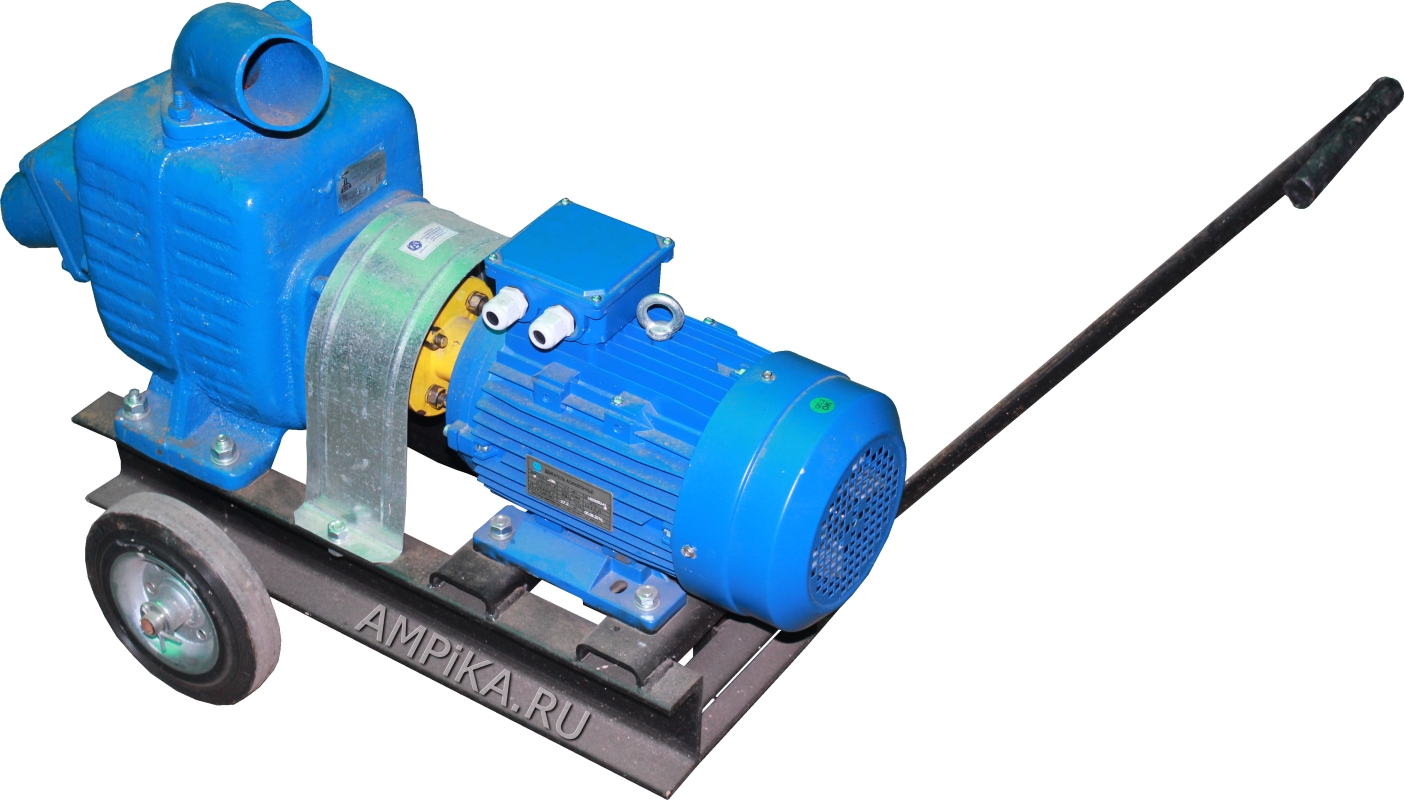 Самовсасывающий дренажный насос Ампика АНС-60 с 5,5 кВт на тележке ...