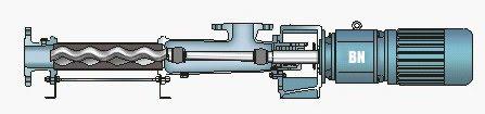 Горизонтальная компоновка  винтового насоса без подшипниковой стойки